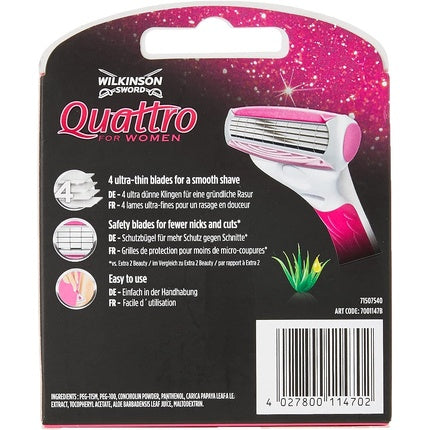 Rezerve lamă ras Wilkinson Sword Quattro, femei, 6 buc, roz