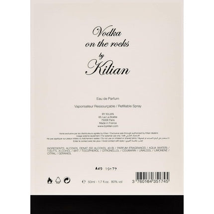 Kilian Vodka On the Rocks, EDP Spray, 1.7 Ounce, Masculin