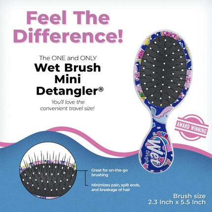 Perie Wet Brush Mini Happy Hair UltraSoft Fantasy, Albastru Roz Negru