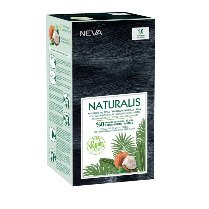 Vopsea permanentă de păr Naturalis Neva, nuanța 1.1 Black Blue, 150 ml