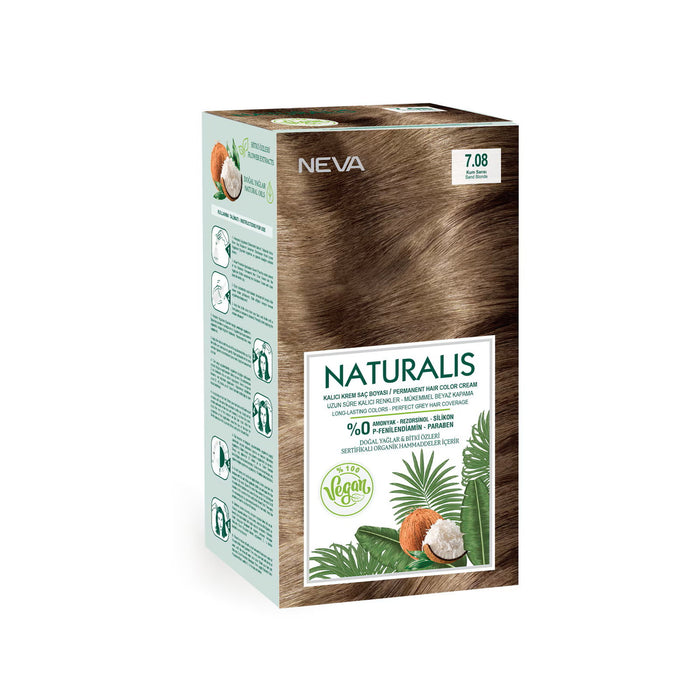 Vopsea permanentă de păr Neva Naturalis, nuanța 7.08 Sand Blonde, 150 ml