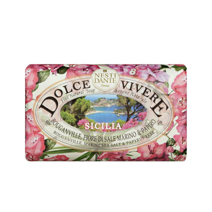Săpun solid Nesti Dante Dolce Vivere Sicilia, cu bougainvillea, sare de mare și papirus, 250 g