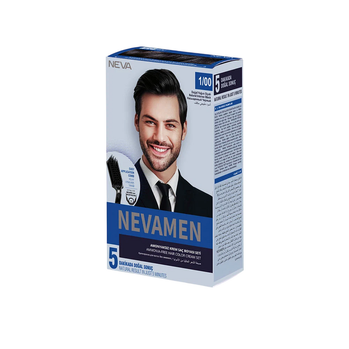 Vopsea de păr semipermanentă Neva Nevamen, nuanța 1/00 Natural Intense Black, 150 ml