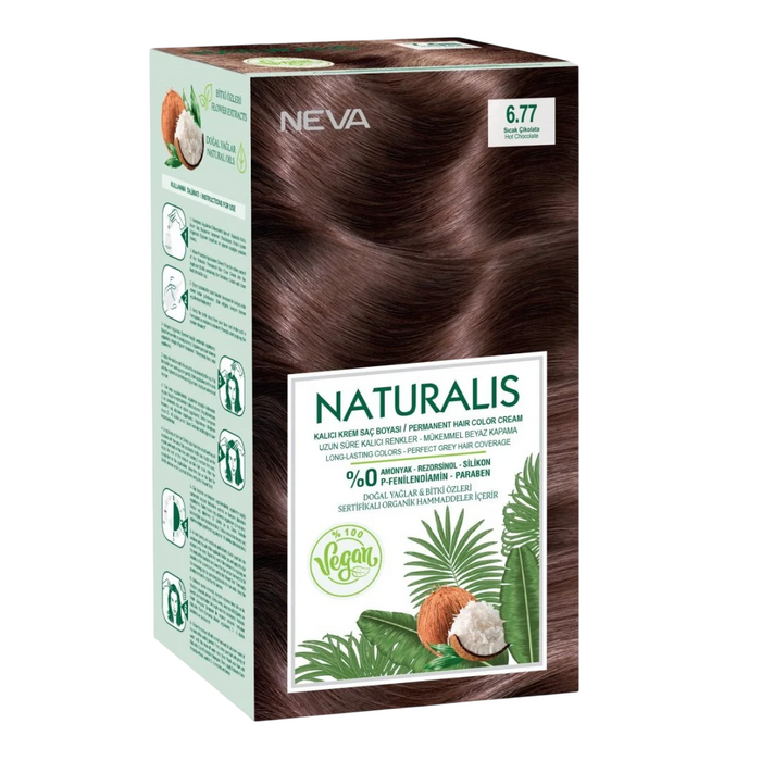 Vopsea permanentă de păr Neva Naturalis, nuanța 6.77 Hot Chocolate, vegană, 150 ml