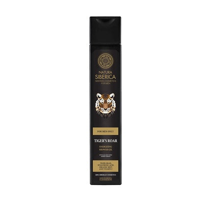 Gel de Duș, Natura Siberica, NS Men Energizing Tiger's Roar, pentru bărbați, ambalaj negru cu imprimeu tigru