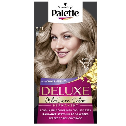 Vopsea de păr permanentă, Palette Deluxe Oil-Care Color 9-11 Blond deschis rece rozaliu