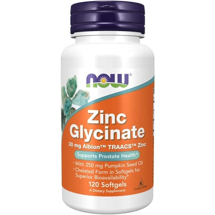 Supliment alimentar, Now Foods, Zinc Glycinate, 120 capsule moi, 30 mg zinc