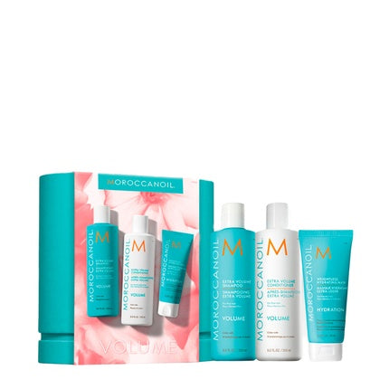 Moroccanoil Volume Spring Coffret, Set îngrijire păr volumizat, ambalaj turcoaz și roz