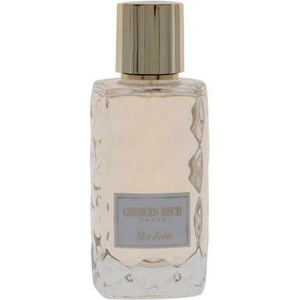 Georges Rech Ma Jolie Eau de Parfum, 3.3 oz, sticlă cu model geometric, capac auriu