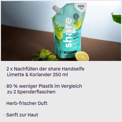 Săpun lichid Share, refill Limetă & Coriandru, 500 ml