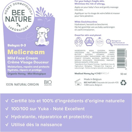 Cremă față, Bee Nature, organică, miere, 50ml