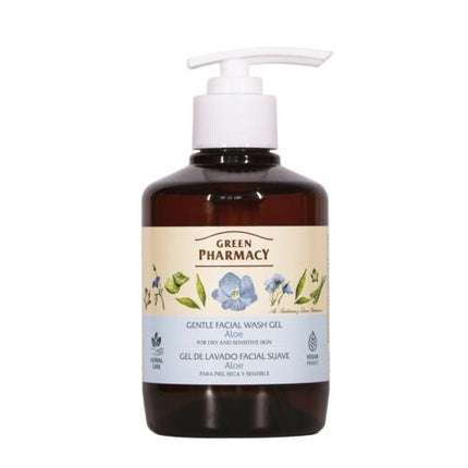 Gel de curățare pentru față, Green Pharmacy, Gentle Aloe Facial Cleansing Gel, cu pompă, ambalaj maro închis