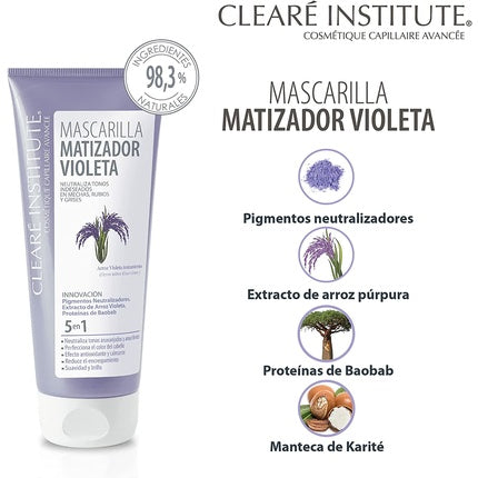 Mască de păr, Clearé Institute, Purple Matte, 200ml