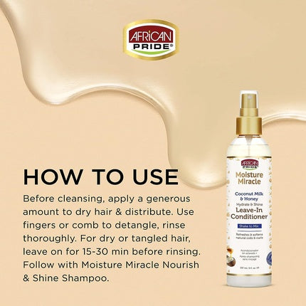 Condiționator fără clătire African Pride Moisture Miracle Coconut Milk & Honey, 236ml
