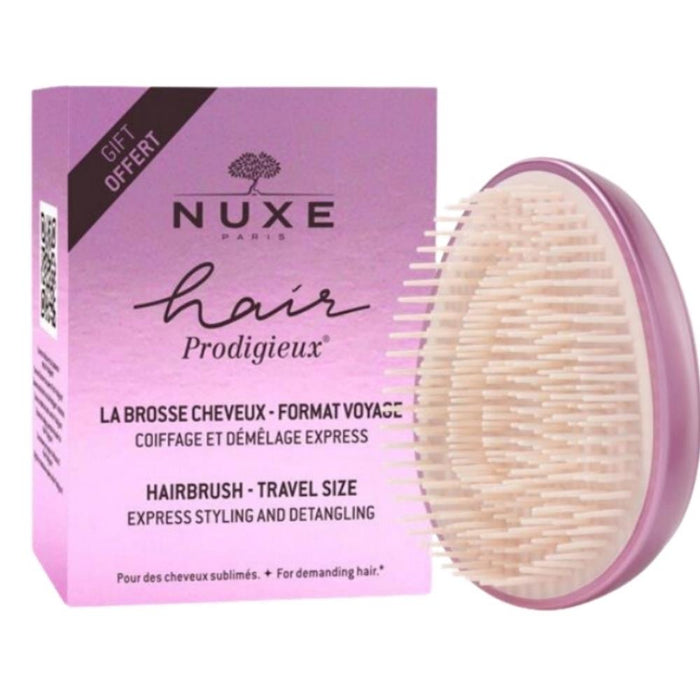 Perie de păr Nuxe Hair Prodigieux, roz, pentru descurcarea părului, format de călătorie