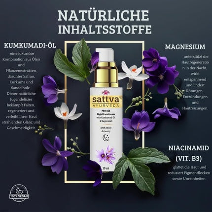 Cremă de noapte, Sattva Ayurveda, Pro-Age, 50ml, alb