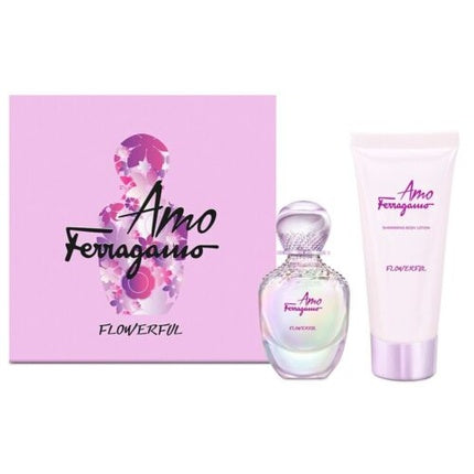 Set Parfum Salvatore Ferragamo AMO Flowerful, EDT Spray și Body Lotion pentru femei, 30ml