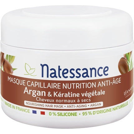 Mască de păr Natessance cu Argan și Keratină Vegetală, 200ml