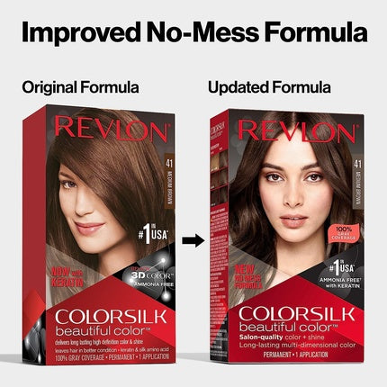 Vopsea păr, Revlon, Colorsilk 49, maro roșcat