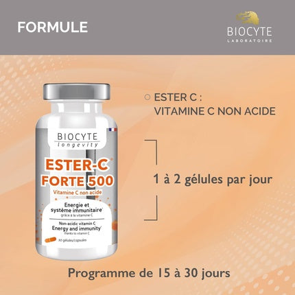 Biocyte Ester-C Forte Energy and Immune System Food Supplement, Vitamine C, 500 mg, 48 g