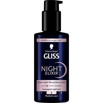 Ser de reparat păr Gliss Kur Night Elixir, 205ml, pentru capete despicate