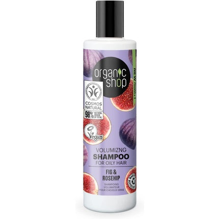 Șampon volumizant, Organic Shop, păr gras, smochine și măceșe, 280ml