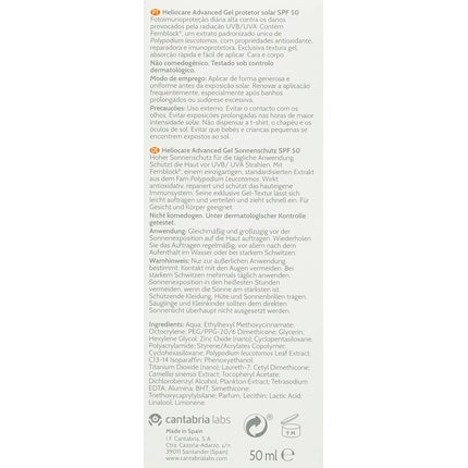 Crema Solară pentru Față, Heliocare Advanced Gel SPF 50, 50ml