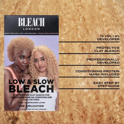 Kit de decolorare Bleach London Low and Slow, pentru păr creț, coily și fin, 222 g