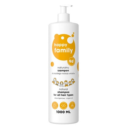 Șampon Happy Family, Natural Shampoo pentru toate tipurile de păr, alb cu pompă, 1000ml