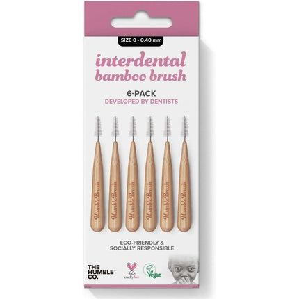 Periuță Interdentală Bambus, The Humble Co., Size 0 (0-40mm), Set de 6 buc., Culoare violet