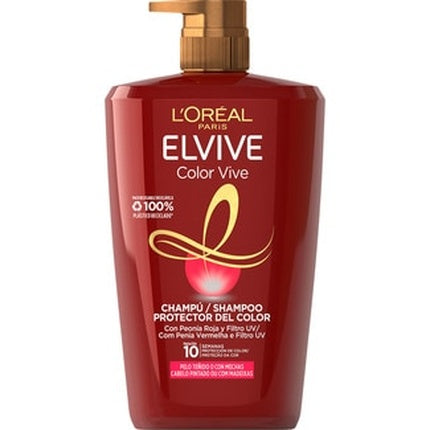 Șampon Elvive Color Vive, Elixir Color Fixer, 1000 ml, sticlă roșie cu pompă aurie