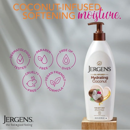 Loțiune de corp, Jergens, Hydrating Coconut, alb
