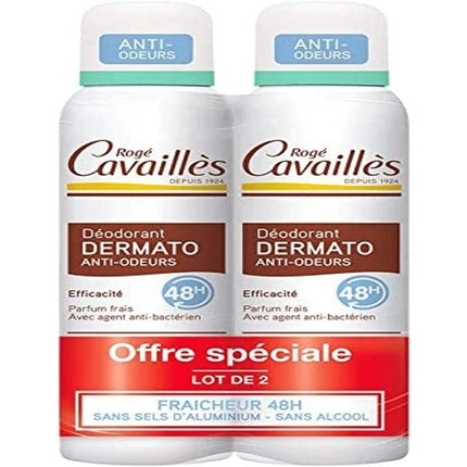 Rogé Cavaillès Dermato Deodorant Anti-Odors Spray, Lot de 2, 150ml, Fără alcool și săruri de aluminiu