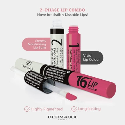 Gloss de buze, Dermacol, 16-Hour, roz-violet