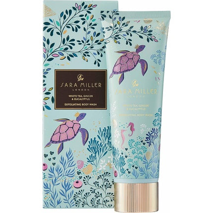Gel de duș exfoliant Sara Miller London, White Tea Ginger & Eucalyptus, 150ml