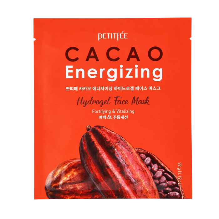 Mască de față cu hidrogel Petitfee Cacao Energizing, fortifiantă și revitalizantă, 32 g