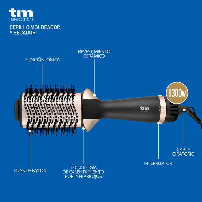 Perie de styling, TM Electron, 1300 W, negru și auriu