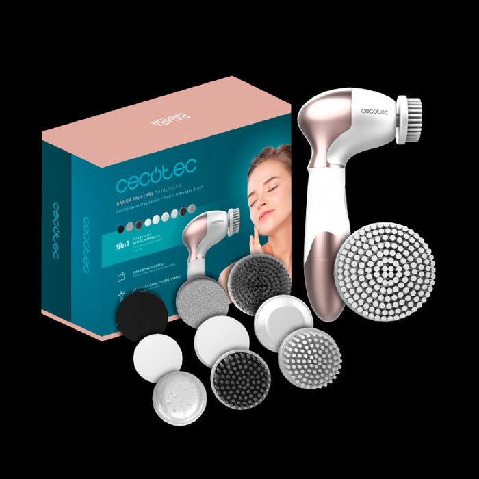 Perie facială, Cecotec, FaceCare TotalClean 9 în 1, alb și argintiu