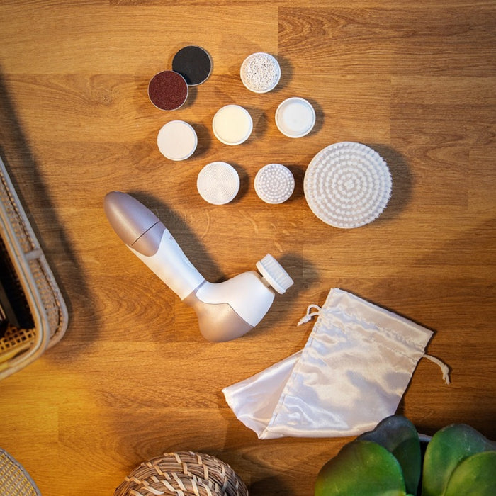 Perie facială, Cecotec, FaceCare TotalClean 9 în 1, alb și argintiu