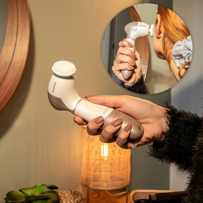 Perie facială, Cecotec, FaceCare TotalClean 9 în 1, alb și argintiu