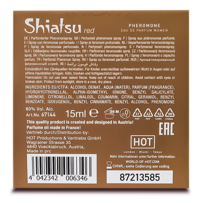 Parfum cu Feromoni, Shiatsu, Women Red, 15 ml