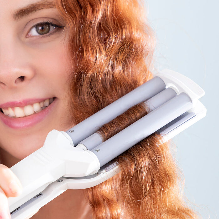 Placă de păr ceramică, InnovaGoods Wavio, alb-gri, 55 W