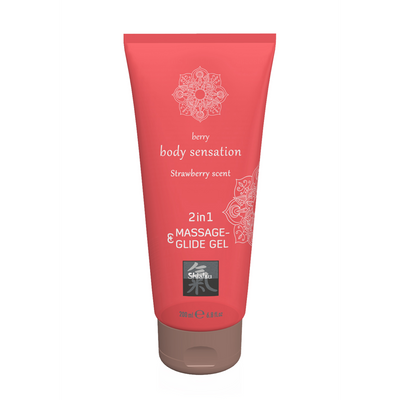 Gel masaj 2 în 1, Shiatsu, Strawberry, 200 ml
