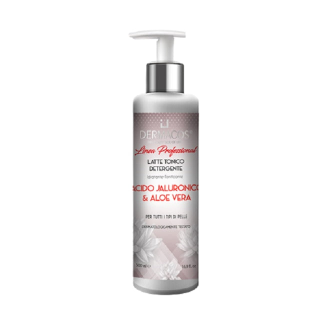 Lapte tonic demachiant, Dermacos, acid hialuronic, aloe vera, 500 ml
