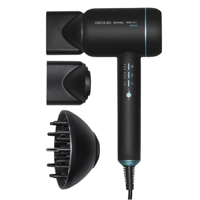 Uscător de păr, Cecotec Bamba IoniCare 6000 Rockstar Ice, digital, negru
