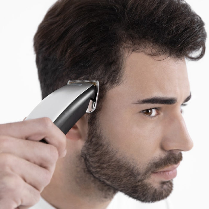 Mașină de tuns păr, Cecotec Bamba PrecisionCare, lame titan, argintiu/negru