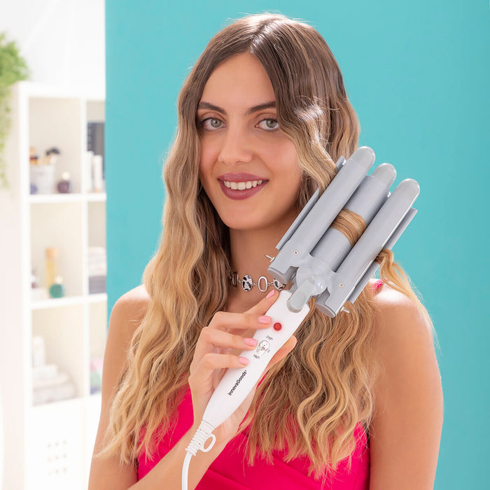 Ondulator ceramic triplu, InnovaGoods TRILER, gri ergonomic