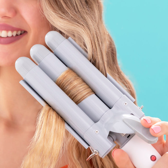 Ondulator ceramic triplu, InnovaGoods TRILER, gri ergonomic