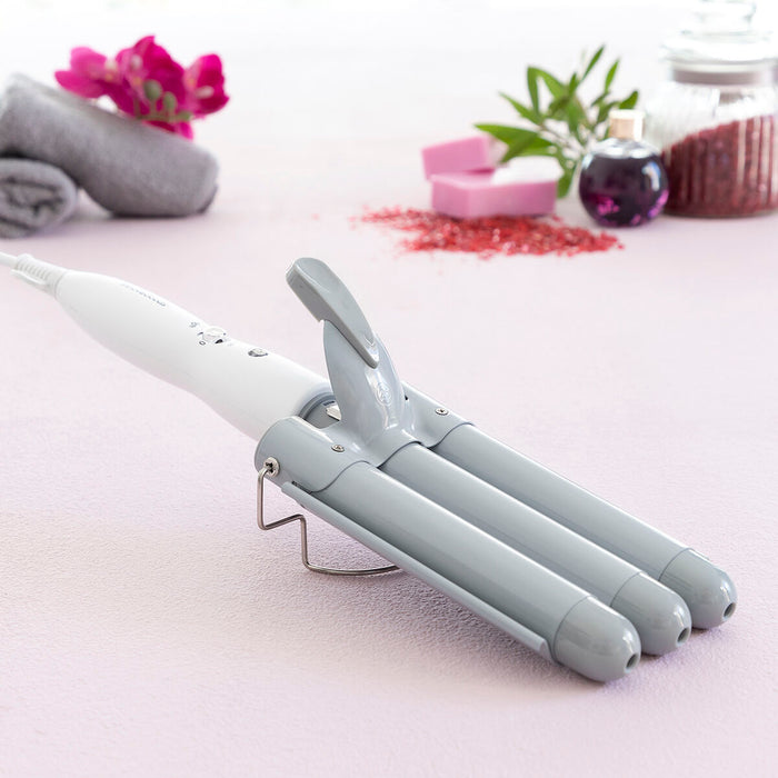 Ondulator ceramic triplu, InnovaGoods TRILER, gri ergonomic