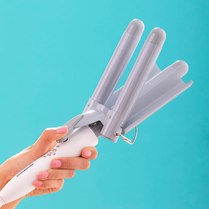 Ondulator ceramic triplu, InnovaGoods TRILER, gri ergonomic